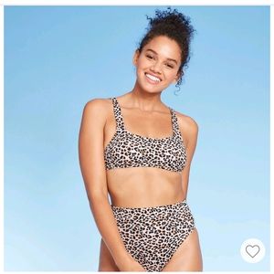 Xhilaration Leopard Print High Waisted Bikini Set
